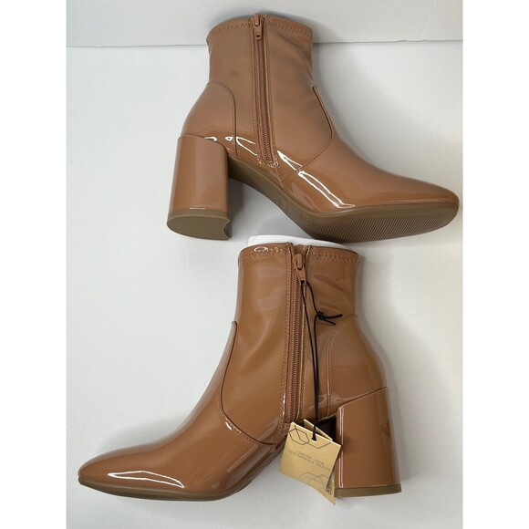 NIB Women's Madden NYC Side Zip Heeled Bootie Shoes-Caramel Size 8 #332 - Picture 5 of 12
